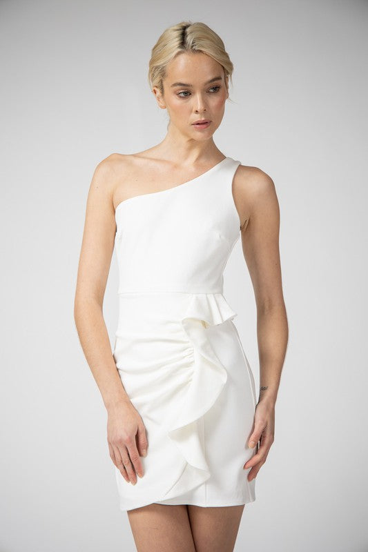 One Shoulder White Dress