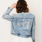 Cluster Pearl Beaded Wifey Denim Jacket